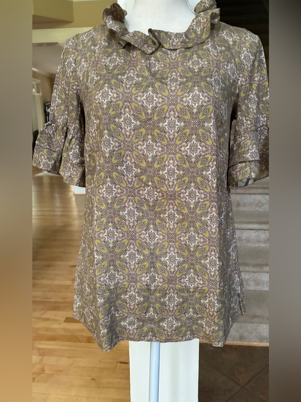 Marc by Marc Jacobs Paisley Ruffle-Neck Blouse